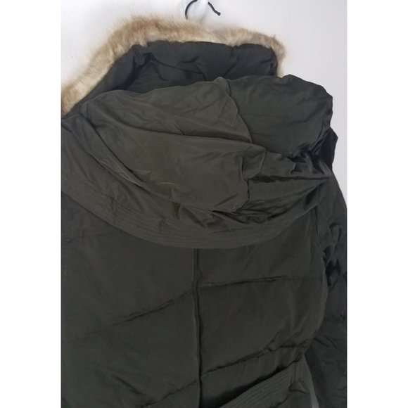 Michael Michael Kors Sz. S Belted Faux Fur Down Hooded Puffer Coat Dark Moss NWT - Picture 11 of 12